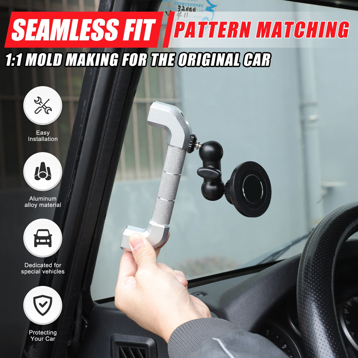Replace Silver A-Pillar Handle W/Phone Mount For LR Defender L316 2004-2018 4