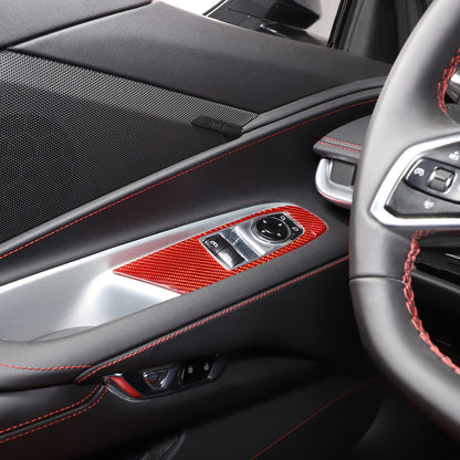 Red Soft Carbon Fiber Interior Decor Trim Kit Cover Set For Corvette C8 20-25 14