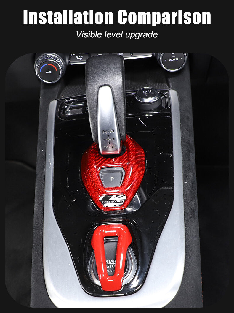 Red Real Carbon Fiber Console Gear Base Cover Trim For Lotus Emira V6 I4 2023-25 23
