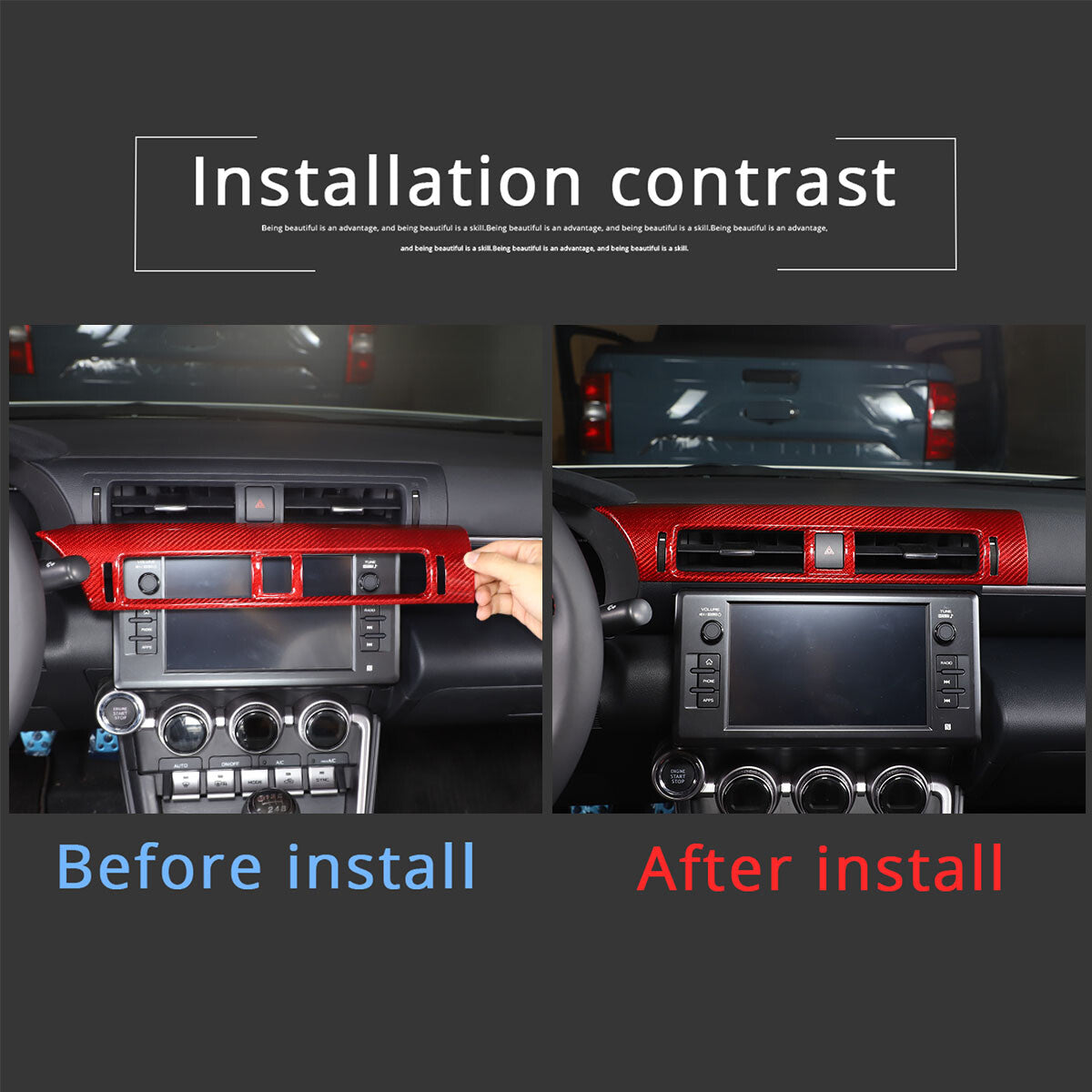 Red Real Carbon Fiber Interior Center Console Trim Set Kit For Subaru BRZ 22+ 146