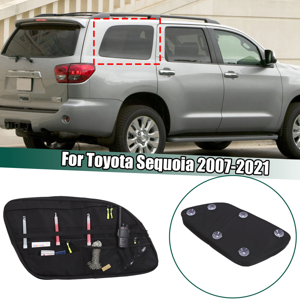 Rear Trunk Right Side Storage Bag Pockets Organizer For Toyota Sequoia 2007-2021 1