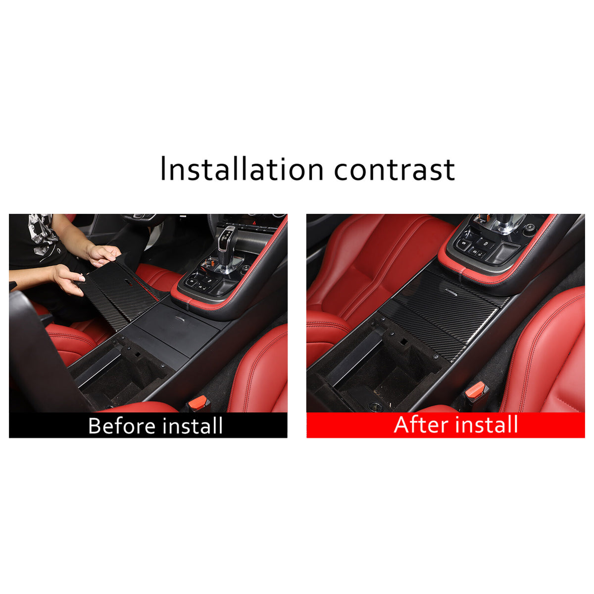ABS Carbon Fiber Center Console Interior Trim Kit Set For Jaguar F-TYPE 2013-24 11