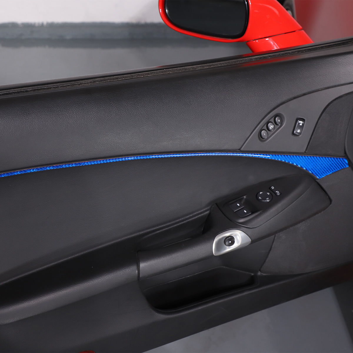 Blue Carbon Fiber Inner Door Panel Waistline Trim Sticker For Corvette C6 05-13 11