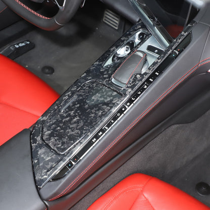 Forged Real Carbon Fiber Center Gear Shift Panel Trim For Corvette C8 2020+ 11