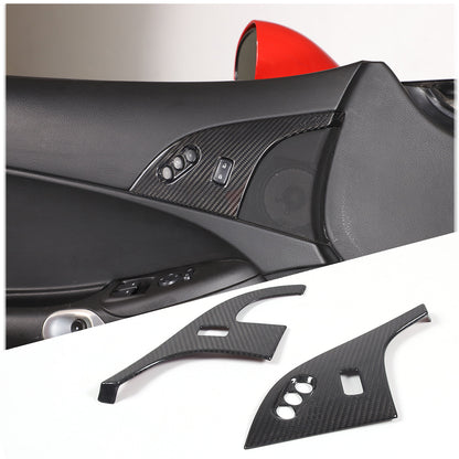 Real Dry Carbon Fiber Interior Door Lock Button Trim Cover For Corvette C6 05-13 2