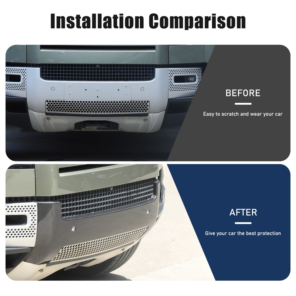 Real Carbon Fiber Front Bumper License Plate Base Trim For LR Defender L663 20+ 22