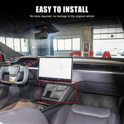 Real Carbon Fiber Console Wireless Charge Panel Frame Trim For Tesla Model S 23+ 10