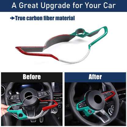 Tri-Color Carbon Fiber Steering Wheel Cover Trim for Alfa Romeo Tonale 2023-2024 16