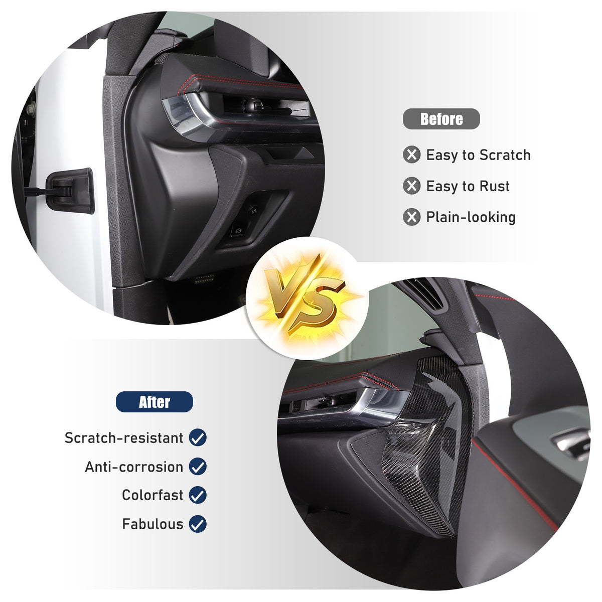 Real Carbon Fiber Interior Door Pillar Trim Cover For Corvette C8 2020+ 21