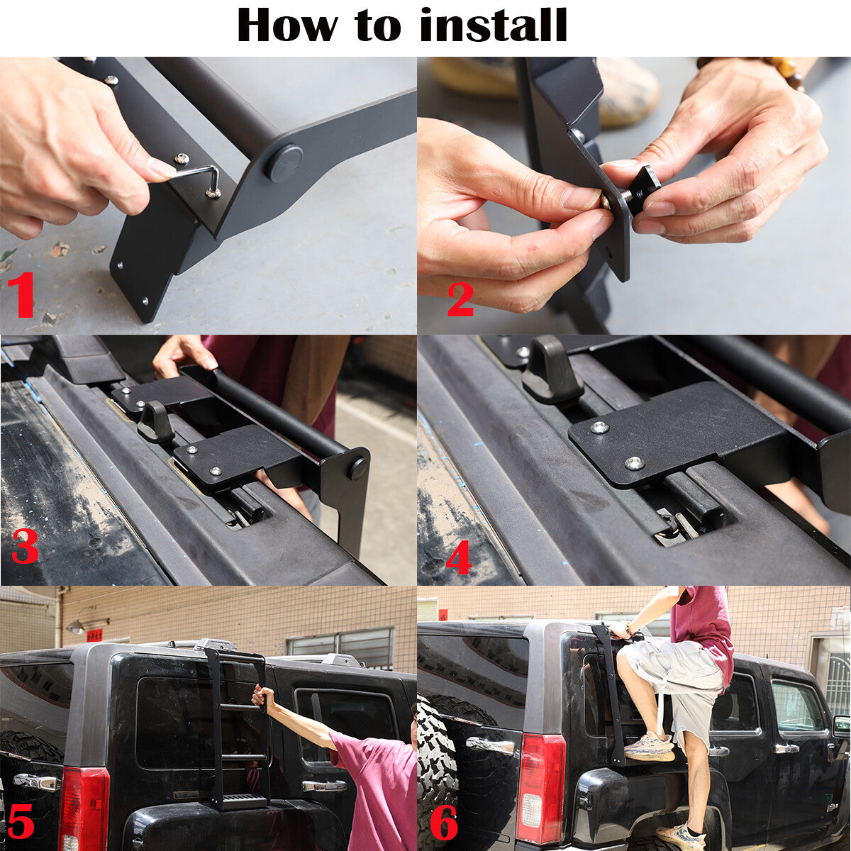 Alloy Black Ladder Luggage basket Side Ladder Climb For Hummer H3 2005-09 US 2