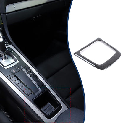 Real Carbon Fiber Center Console Cup Holder Trim For Porsche 718 16-19/911 12-18 9