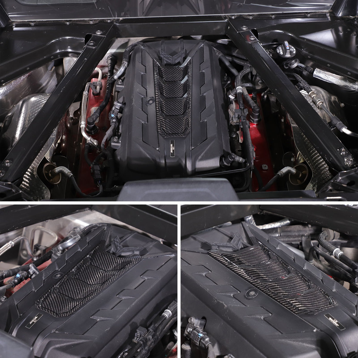 Real Carbon Fiber Engine Hood Center U-Shaped Cover Trim For Corvette C8 2020+ 5