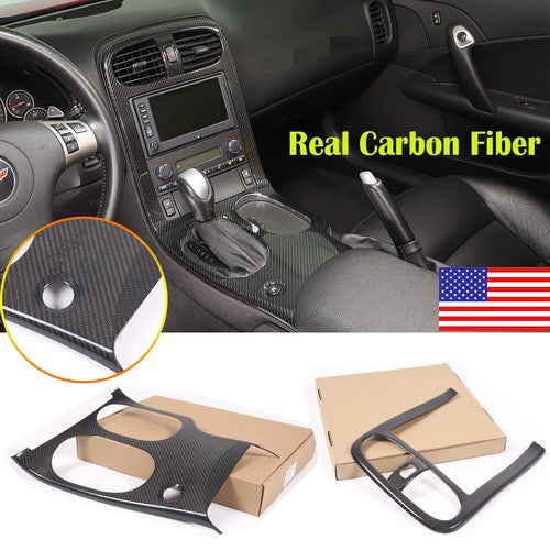 Real Carbon Fiber Interior Full Center Console Trim Set For Corvette C6 2005-13 1