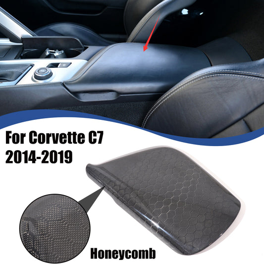 Honeycomb Carbon Fiber Center Console Armrest Box Cover For Corvette C7 2014-19 1