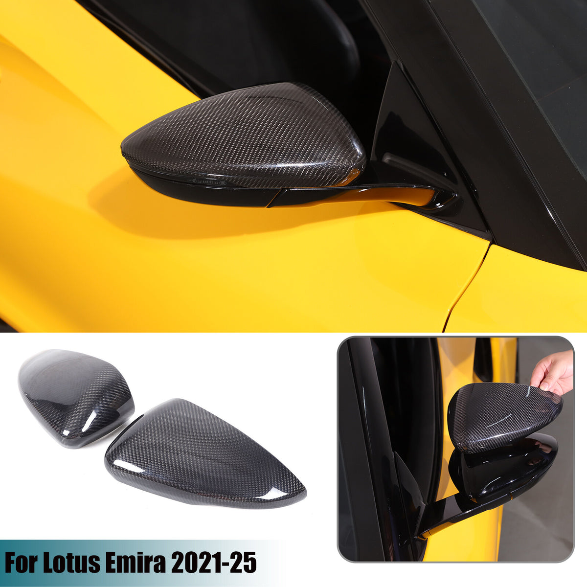2pcs Real Carbon fiber Side Rear Mirror Cover Caps Set For Lotus EMIRA 21-25 US 2