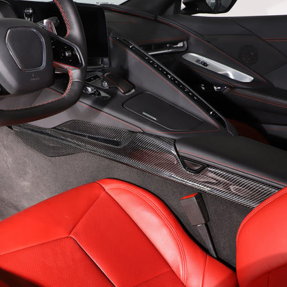 Carbon Central Console Side Panel Strip Trim For C8 Corvette Z06 Z51 Coupe 20-26 2