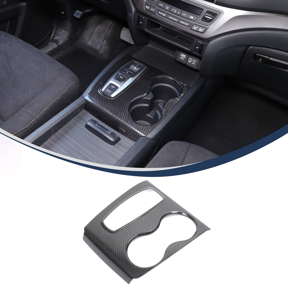 Real Carbon Fiber Center Gear Cup Trim For Honda Pilot/Ridgeline/Passport 16-22 9