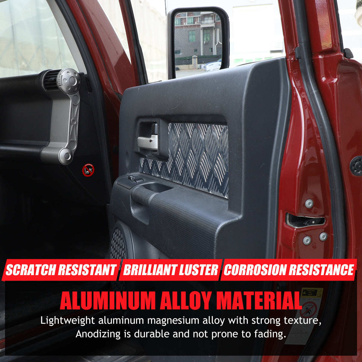 Silver Alloy Interior Car Door Panel Cover Trim For 2007-22 Toyota FJ Cruiser 21