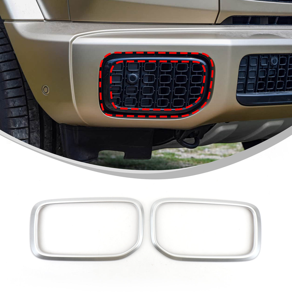 Silver ABS Front Bumper Side Air Intake Trim For Benz G-Class W463 G550 G63 25+ 2