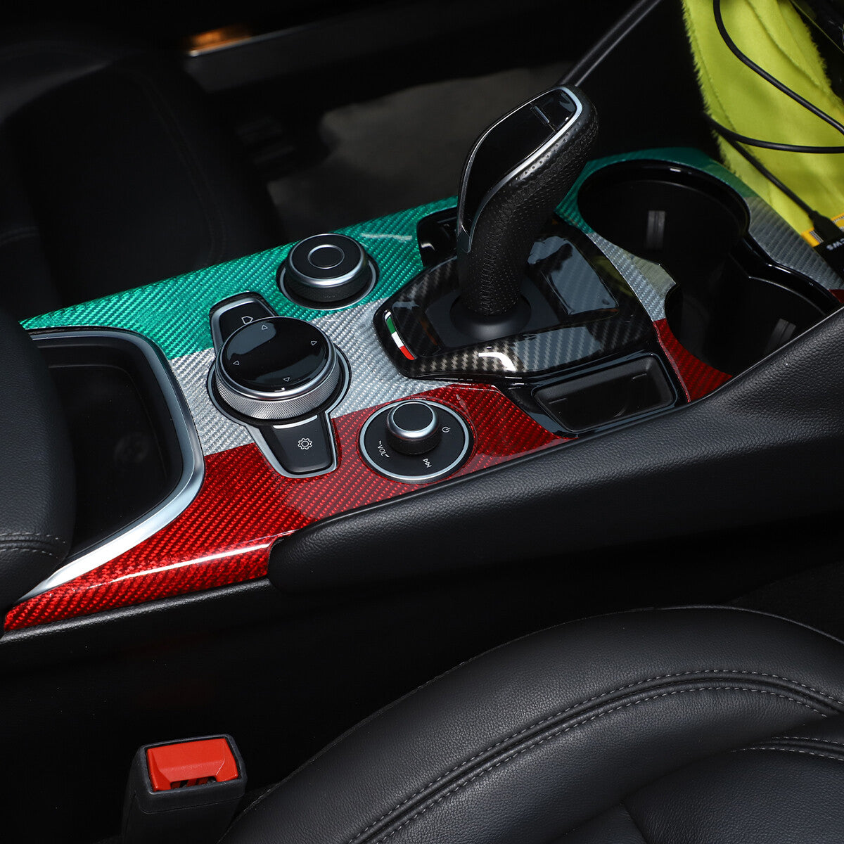 Real Carbon Fiber Car Gear Shift Panel Cover Trim For Alfa Romeo Giulia 20-22 10