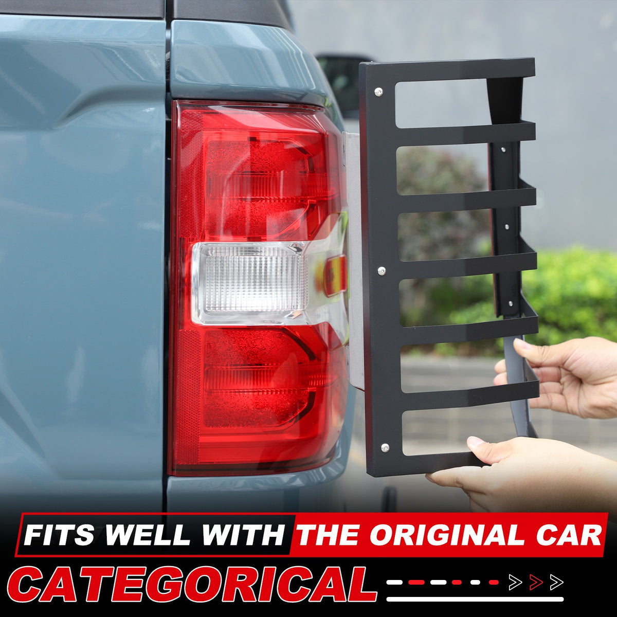 Mesh Carbon Steel Black Taillight Protection Cover Trim For Ford Maverick 2022+ 12