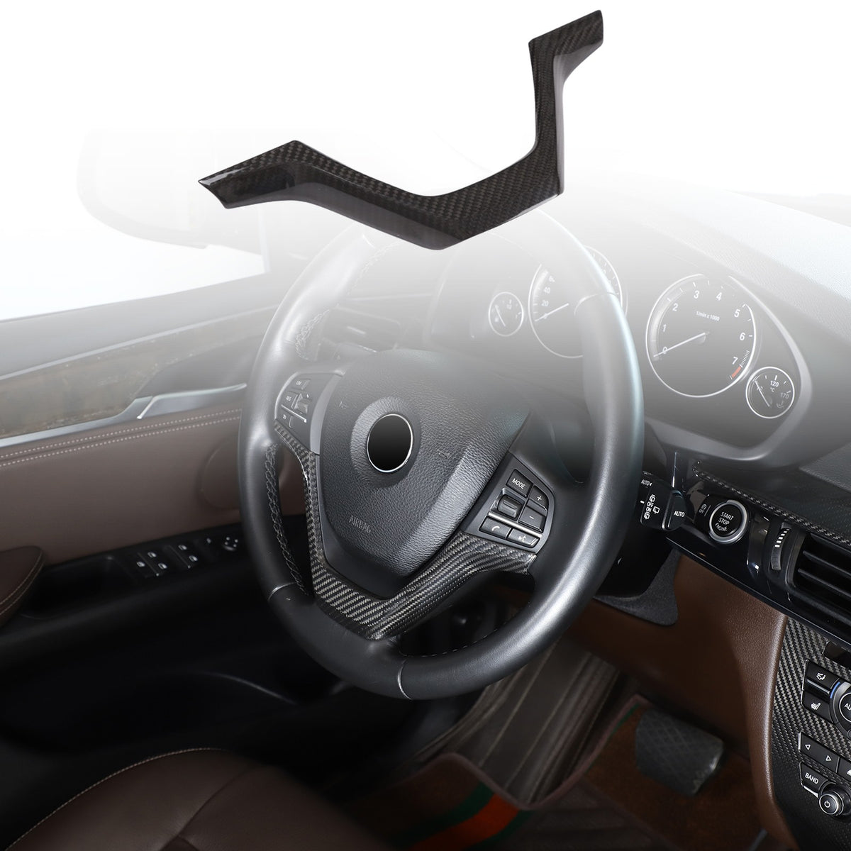 Real Dry Carbon Fiber Center Volume CD Switch Panel Trim For BMW X5 X6 F15 14-18 18