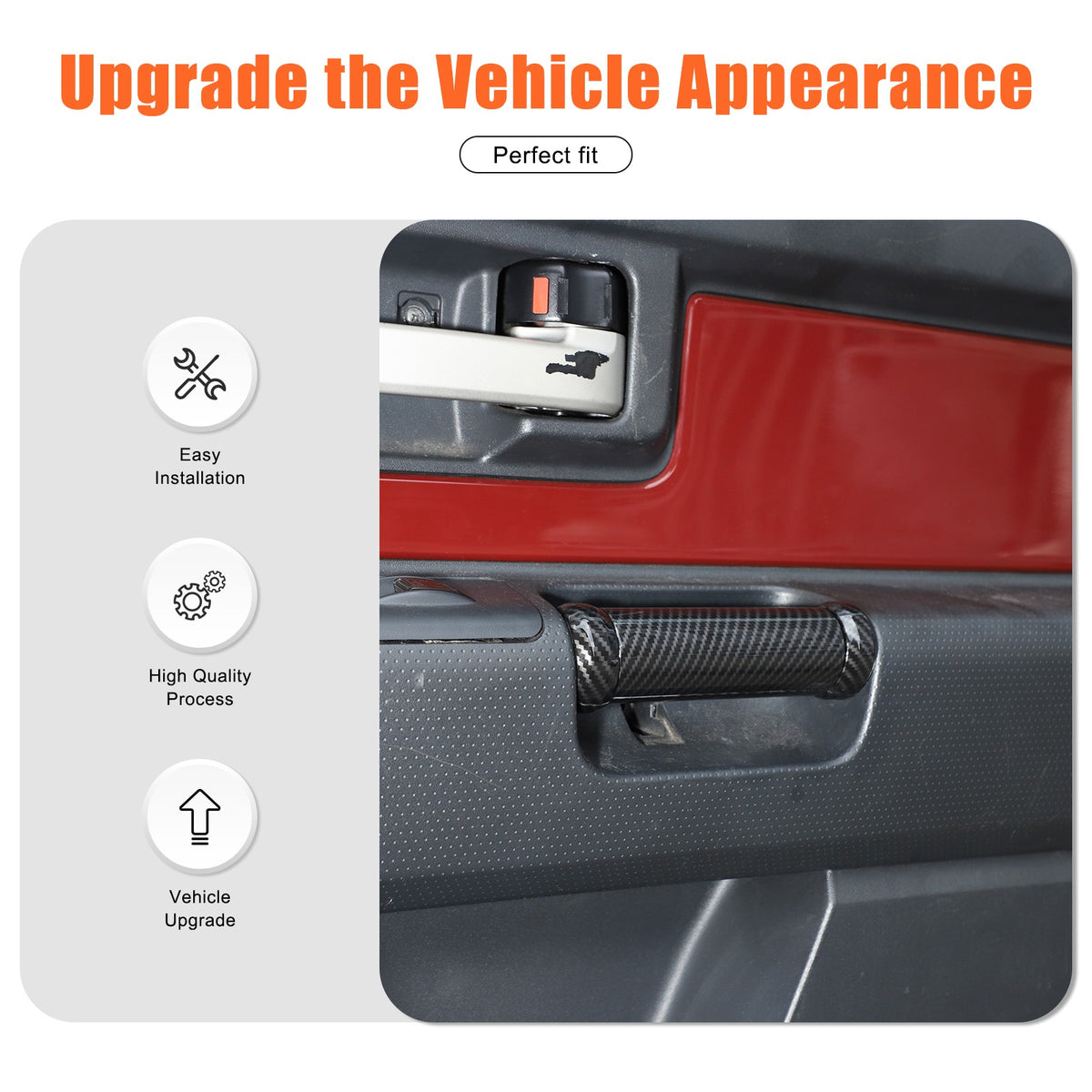Carbon Fiber ABS Inner Door Handle Cover Trim For Toyota FJ Cruiser 2007-2021 12