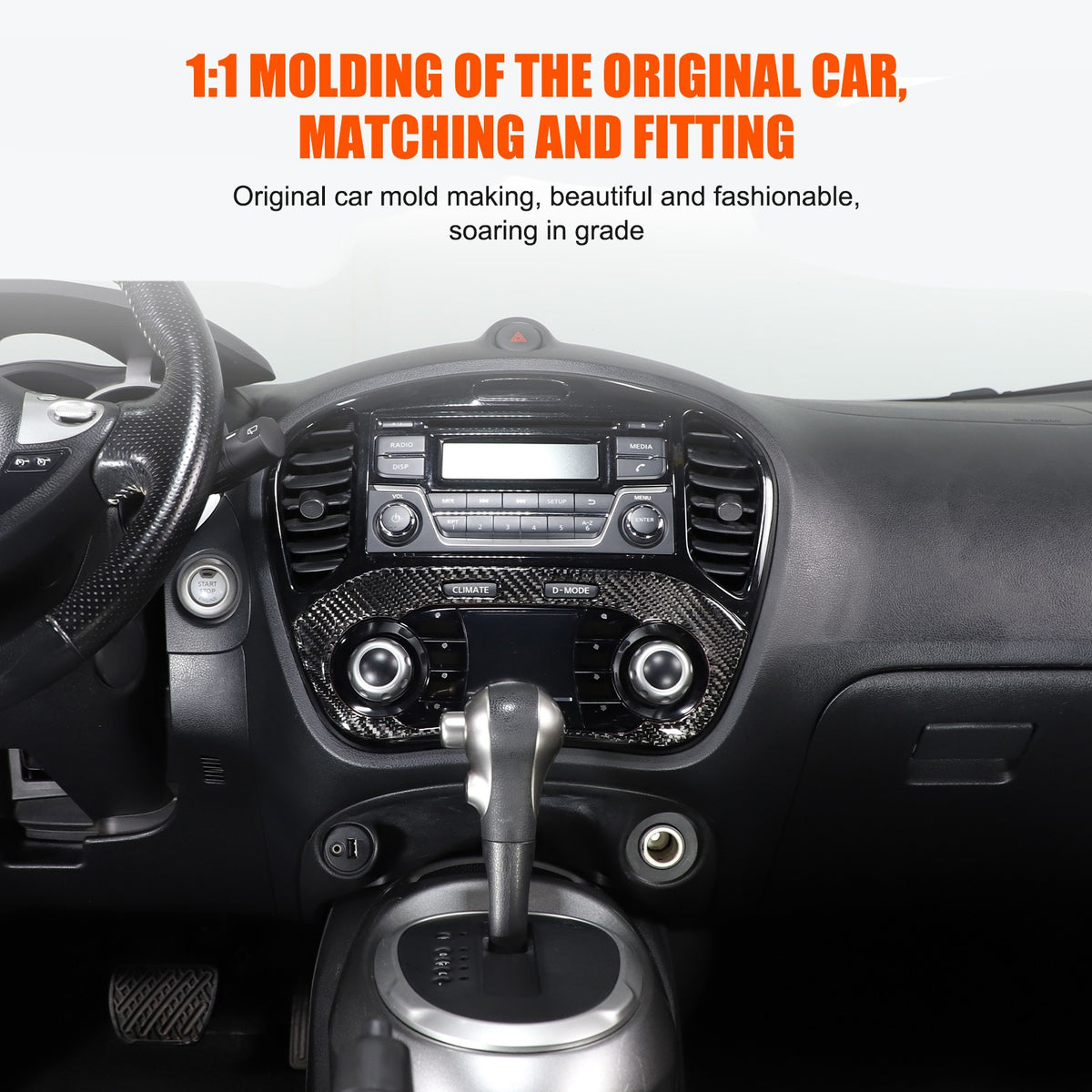 Soft Carbon Fiber Interior Center Console trim Sticker For Nissan Juke 2011-2019 223