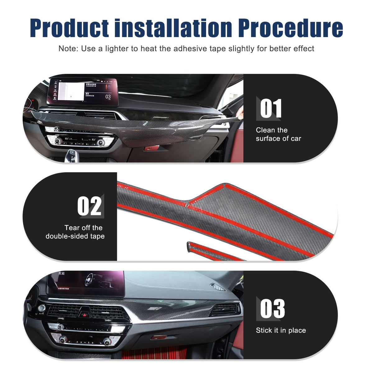 Real Dry Carbon Fiber Dashboard Trim For BMW 5 Series G30/G38 6 GT G32 2017-23 21