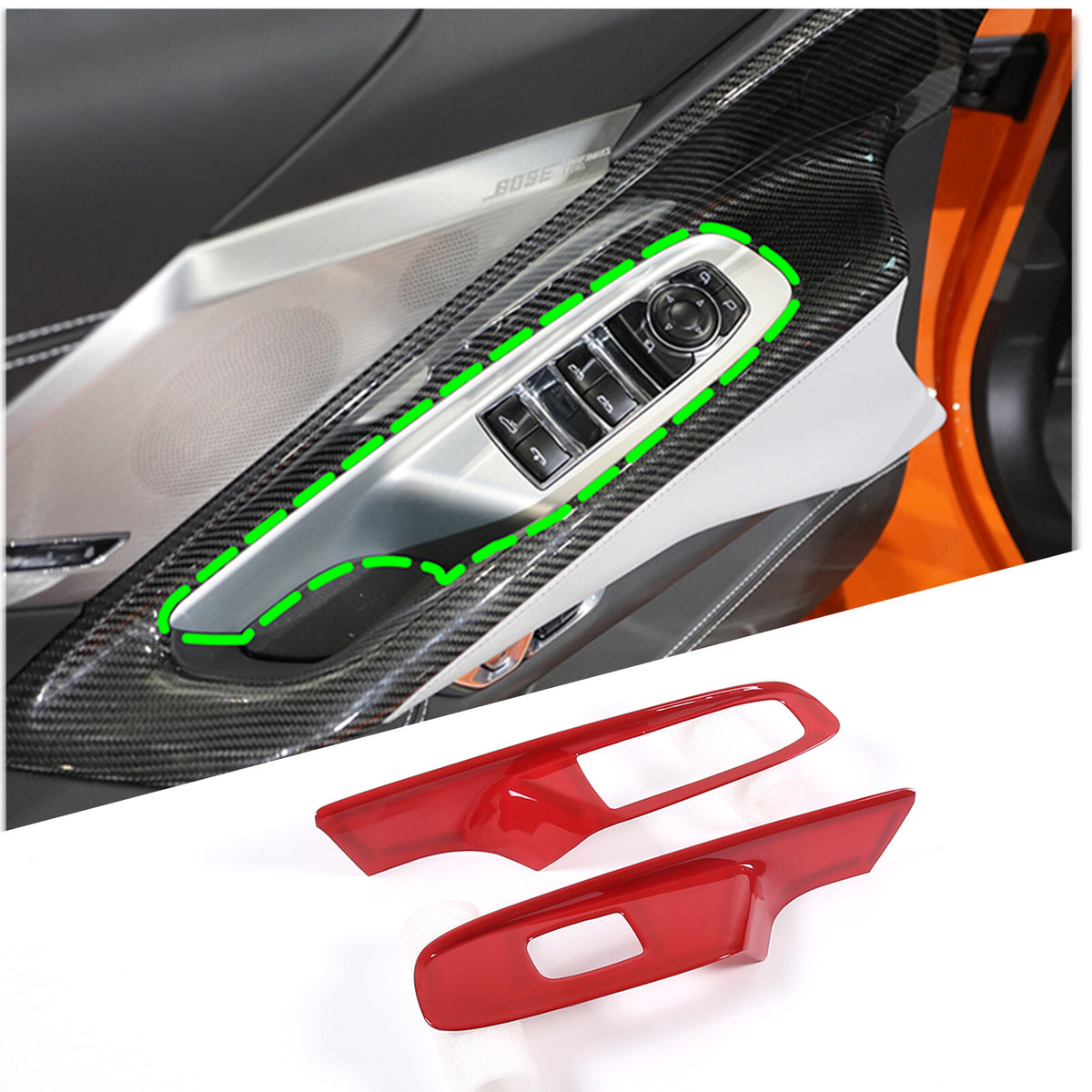 Red Full Interior Set Dash Panel Decor Cover Trim Kit For Corvette C8 2020-25 - Variants 6-10 53