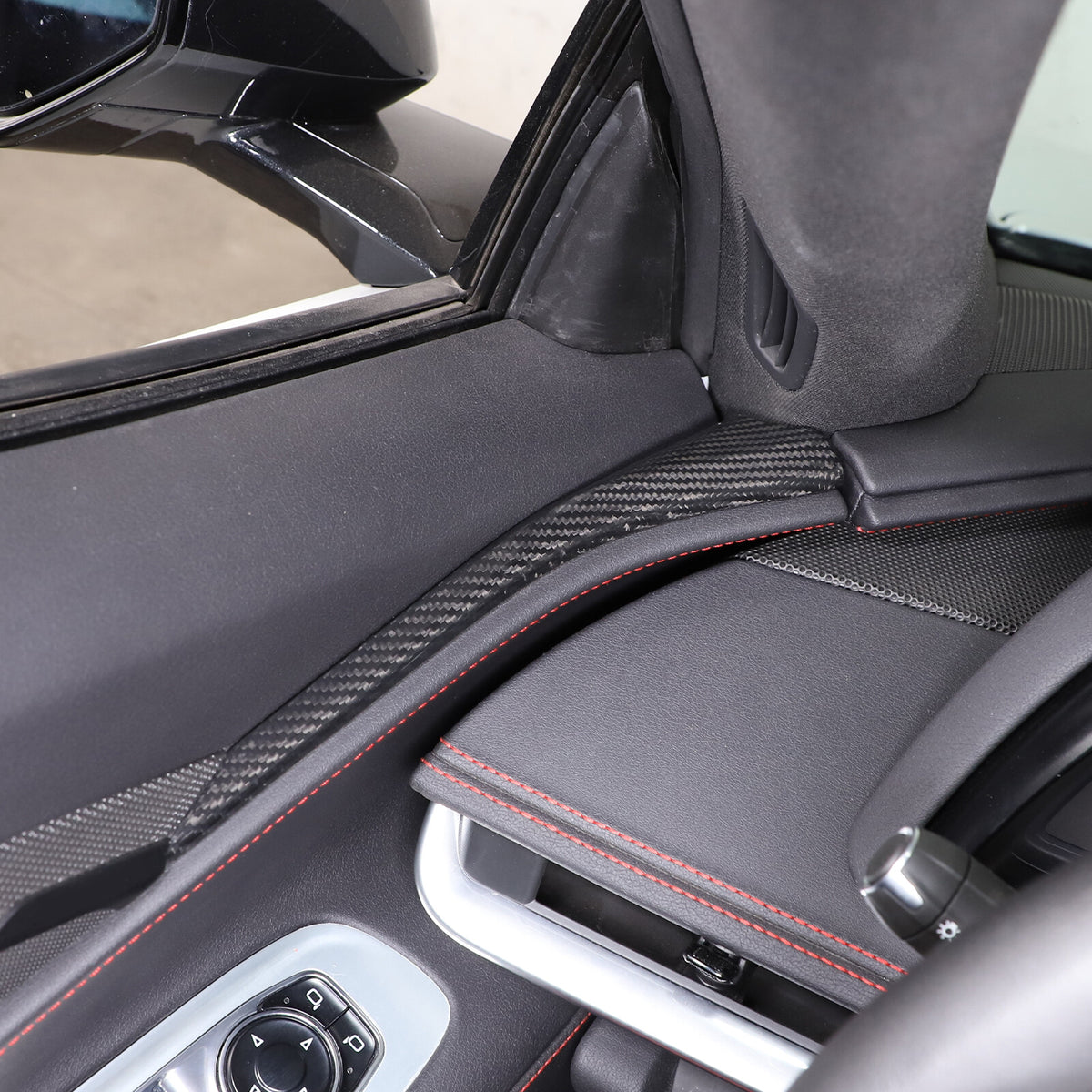 Real Carbon Fiber Interior Window Upper Door Panel trim For Corvette C8 2020-26 11