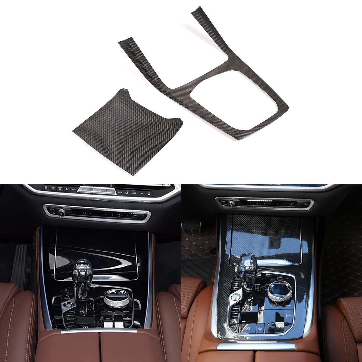 Real Carbon Fiber Car Center Console Gear Panel Cover For BMW X5 X6 X7 G05 G07 3