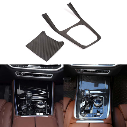Real Carbon Fiber Car Center Console Gear Panel Cover For BMW X5 X6 X7 G05 G07 3