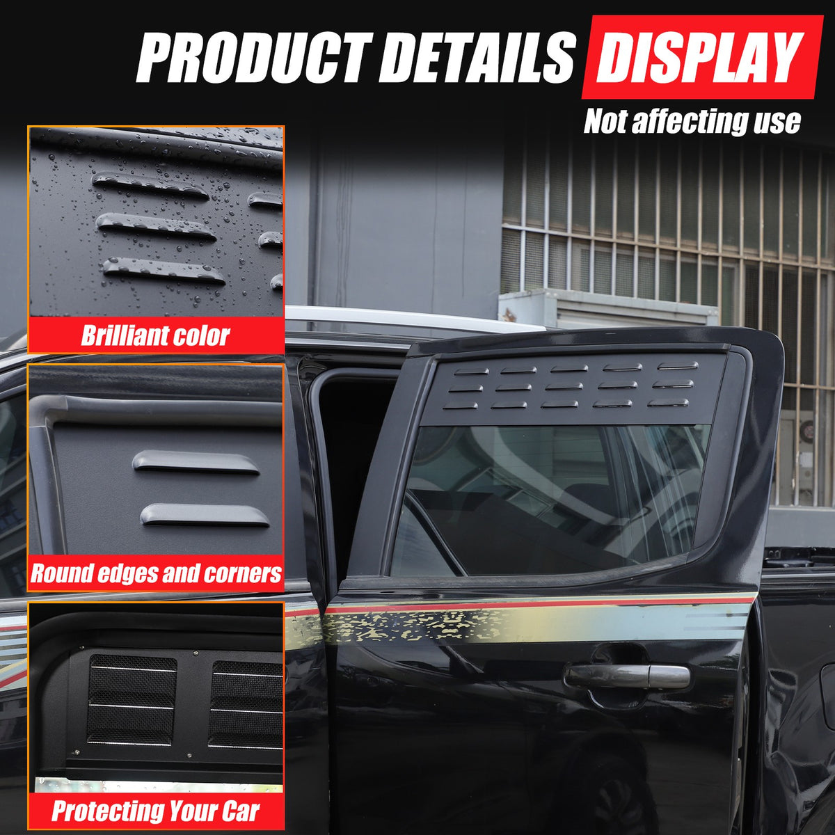 Aluminum Rear Door Window Louver Air Vent Panel Trim For Ford Ranger T7 15-22 US 12