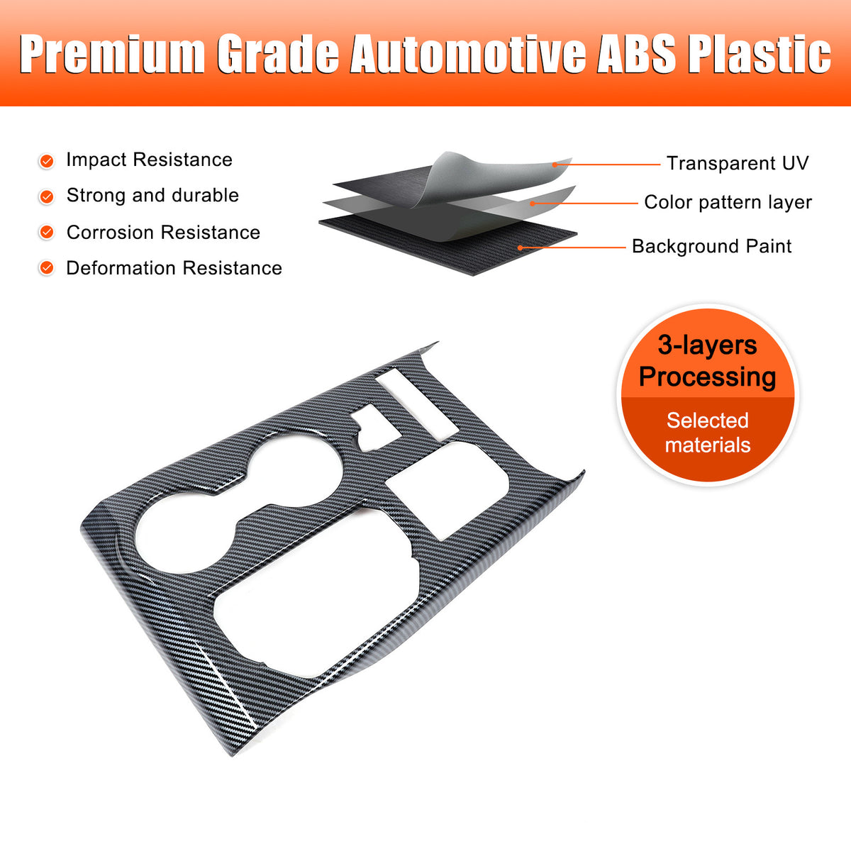ABS Carbon Fiber Center gear shift trim cover for Toyota Highlander 2022-2024 14