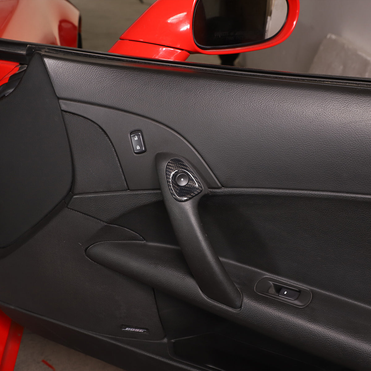Real Dry Carbon Fiber Door Window Lift Switch Button Trim For Corvette C6 05-13 15