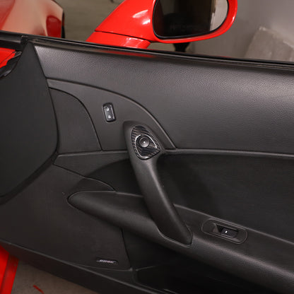 Real Dry Carbon Fiber Door Window Lift Switch Button Trim For Corvette C6 05-13 15