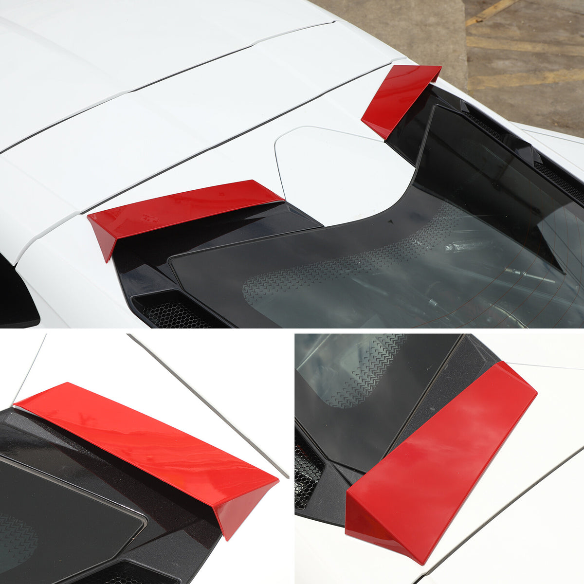 ABS Red Rear Windshield Spoiler Trim Strip For Corvette C8 Coupe 2020+ 18