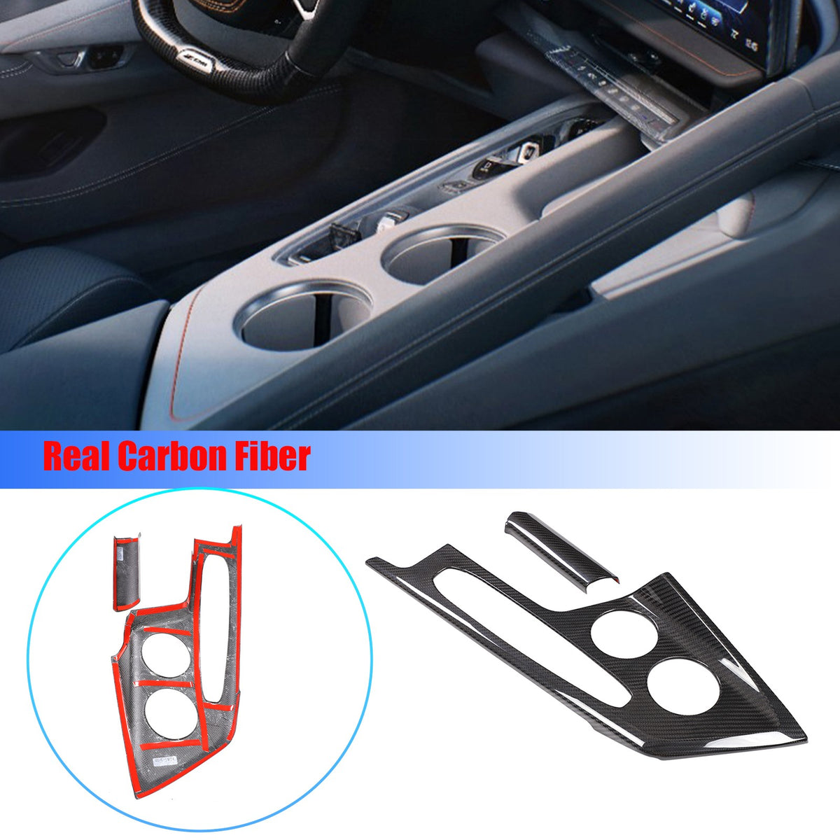 Real Dry Carbon Fiber Interior Center Trim For Corvette C8 2026+ Stingray ZR1 26