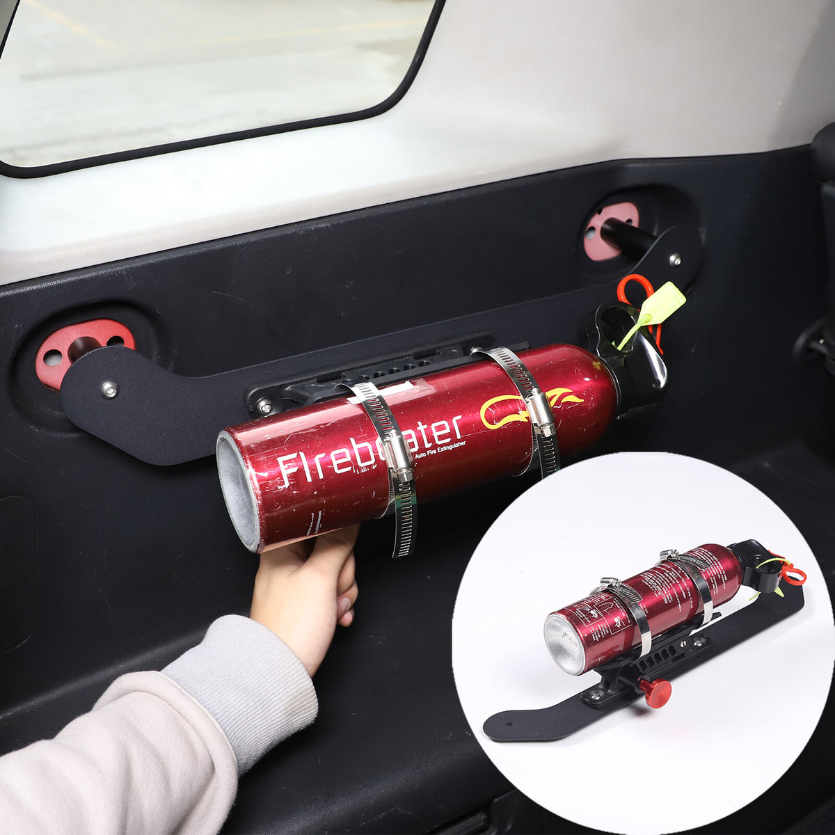 Black Steel Trunk Fire Extinguisher Bracket Holder For Toyota FJ Cruiser 2007-21 13