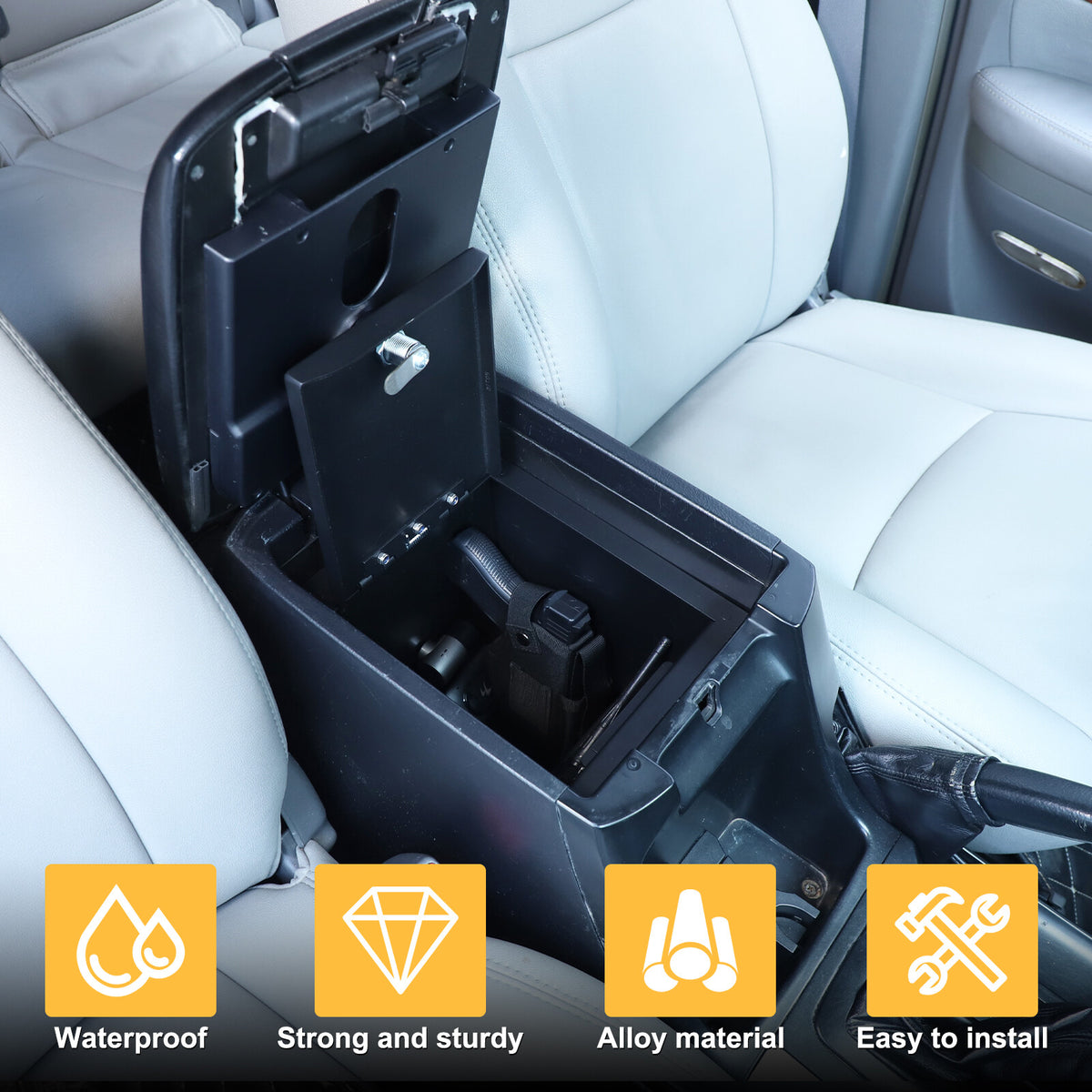 Locking Center Armrest Vault Safe Storage Box For Toyota Prado FJ120 03-09 1