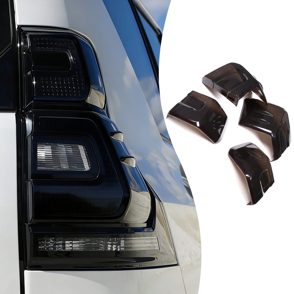 Smoked Black Tail Light Lamp Cover Trim For Toyota Land Cruiser Prado 18-22 10