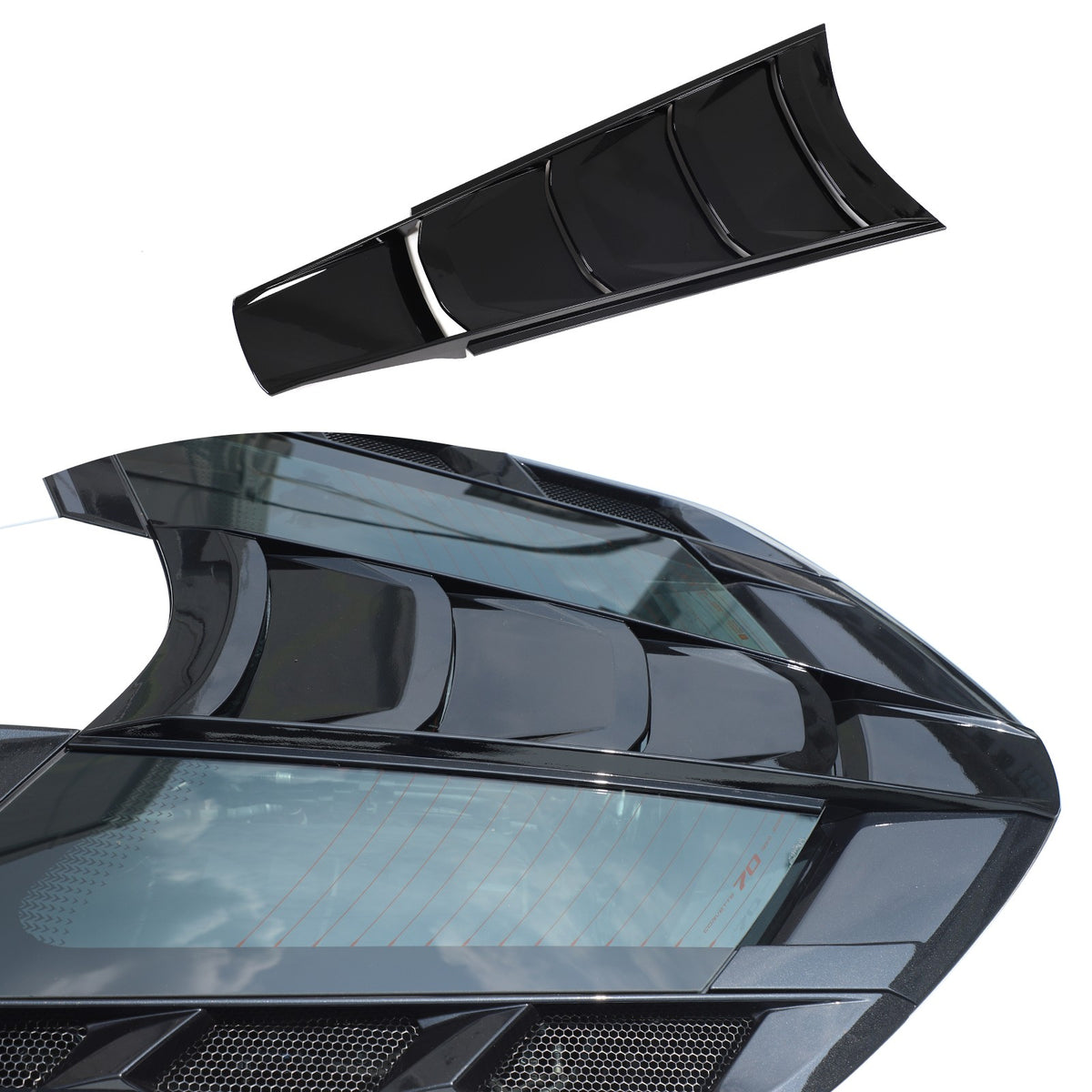 Piano Black Rear Split Window Applique Louver Trim For Corvette C8 Z51 2020+ 10