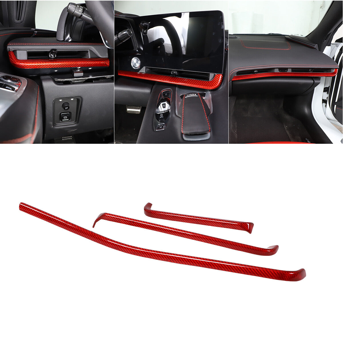 Red Real Dry Carbon Fiber Full Interior Set Decor Trim Kit for Corvette C8 20+ - Styles 21-25 1