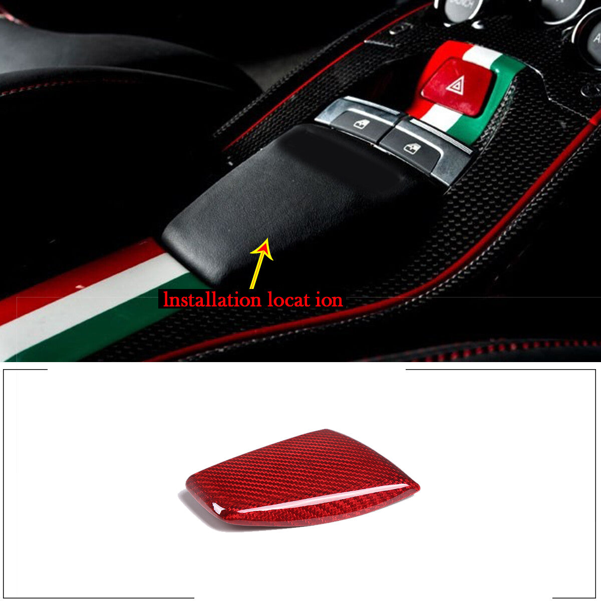 Red Real Carbon Fiber Center Interior Set Cover Trim Kit For Ferrari 458 2011-16 60