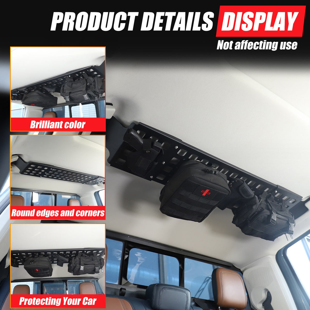 Aluminum Alloy Rear Roof Hanging Bag Rack Molle Panel For Ford Maverick 2022+ 8