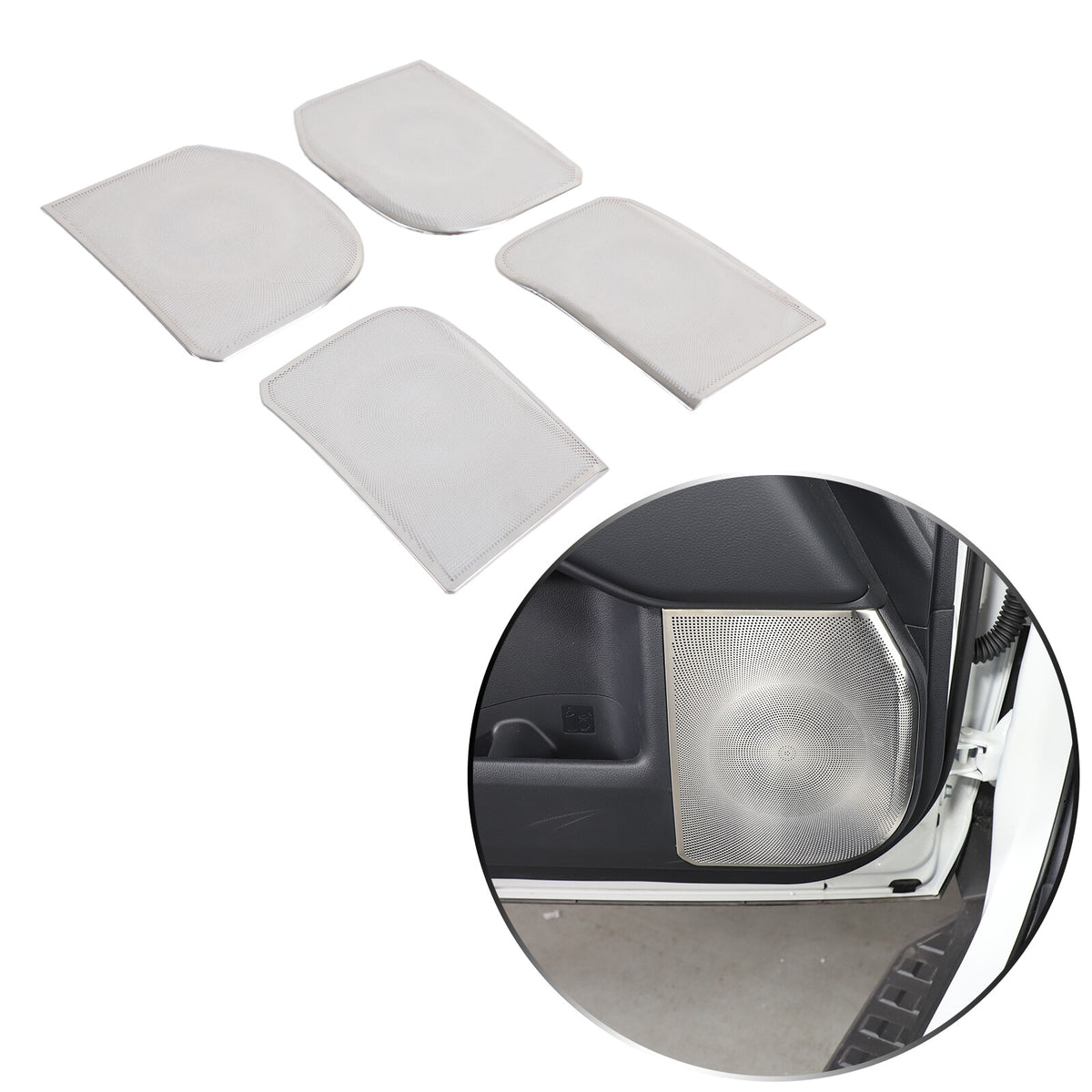 Silver Inner Door Speaker Tweeter Mesh Cover For Toyota Land Cruiser LC250 24+ 16