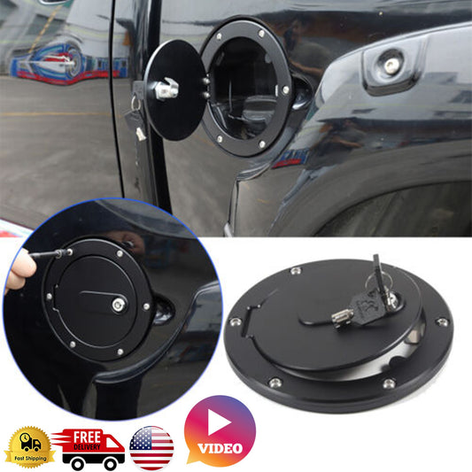 Black Door Fuel Tank Cover W/ Lock Gas Cap Tank Trim For Toyota Tundra 07-21 US 1
