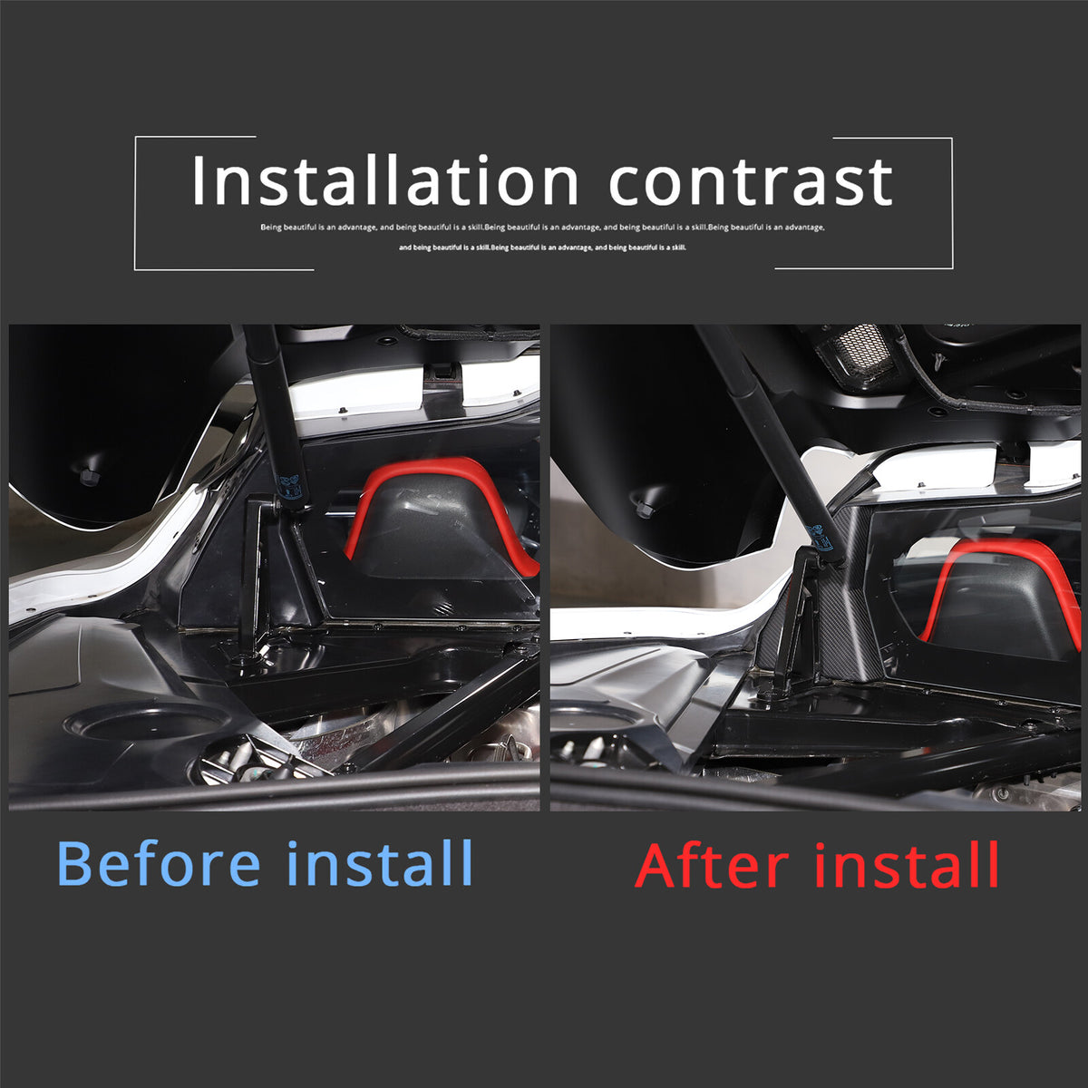 Matte Carbon Fiber Engine Bay Window Glass Side Trim Cover For Corvette C8 20-26 14
