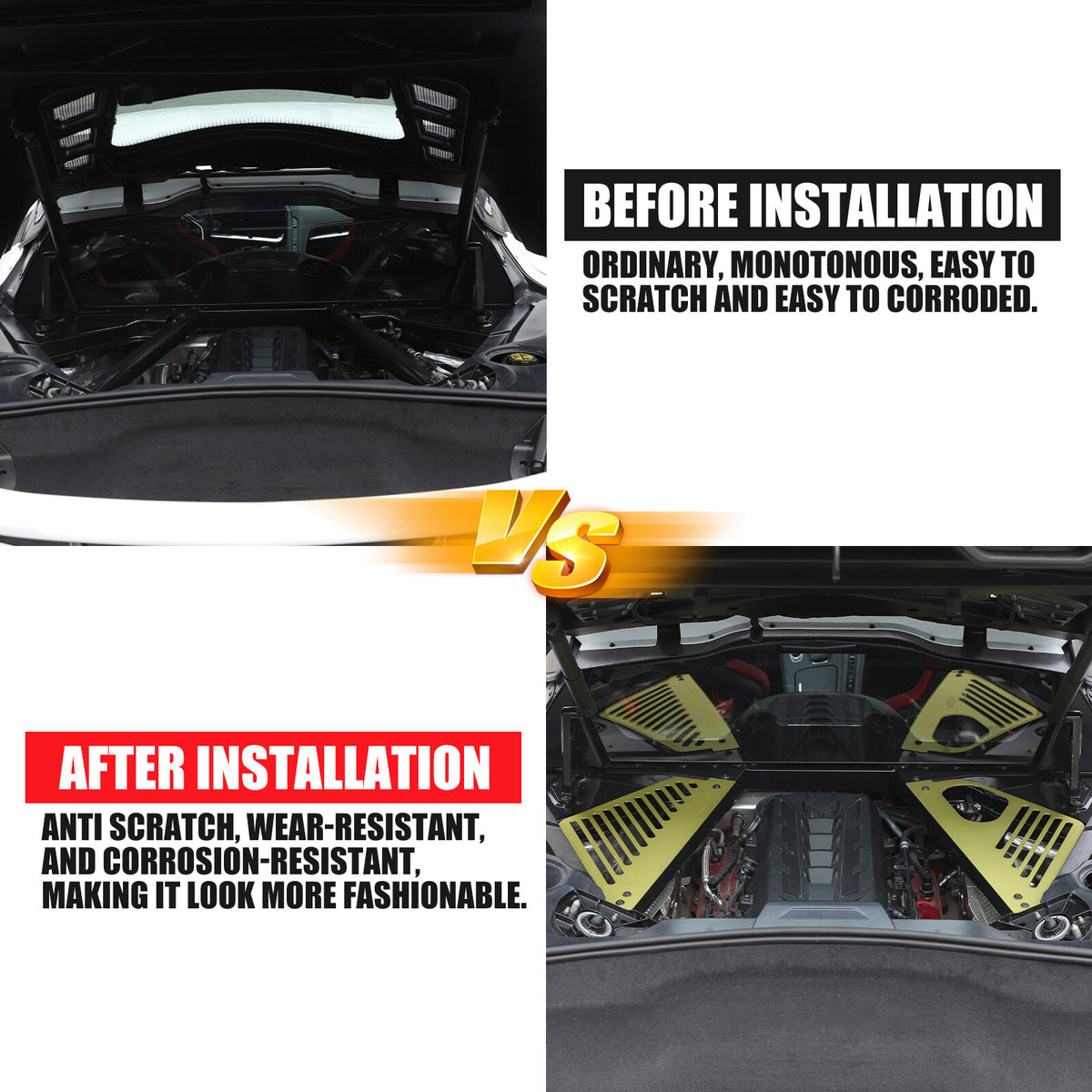 Yellow Engine Bay Side Panel Cover Overlay Coupe For Corvette C8 2020-26 21